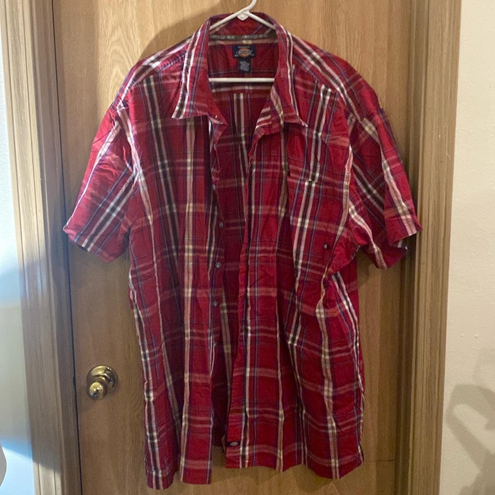 Dickies Plaid Short Sleeved Button Down Shirt - Size 4XL - $15